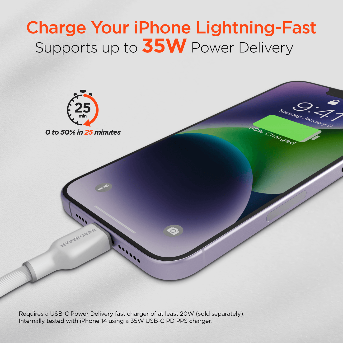 HyperGear Flexi PRO USB-C to Lightning Cable 4ft