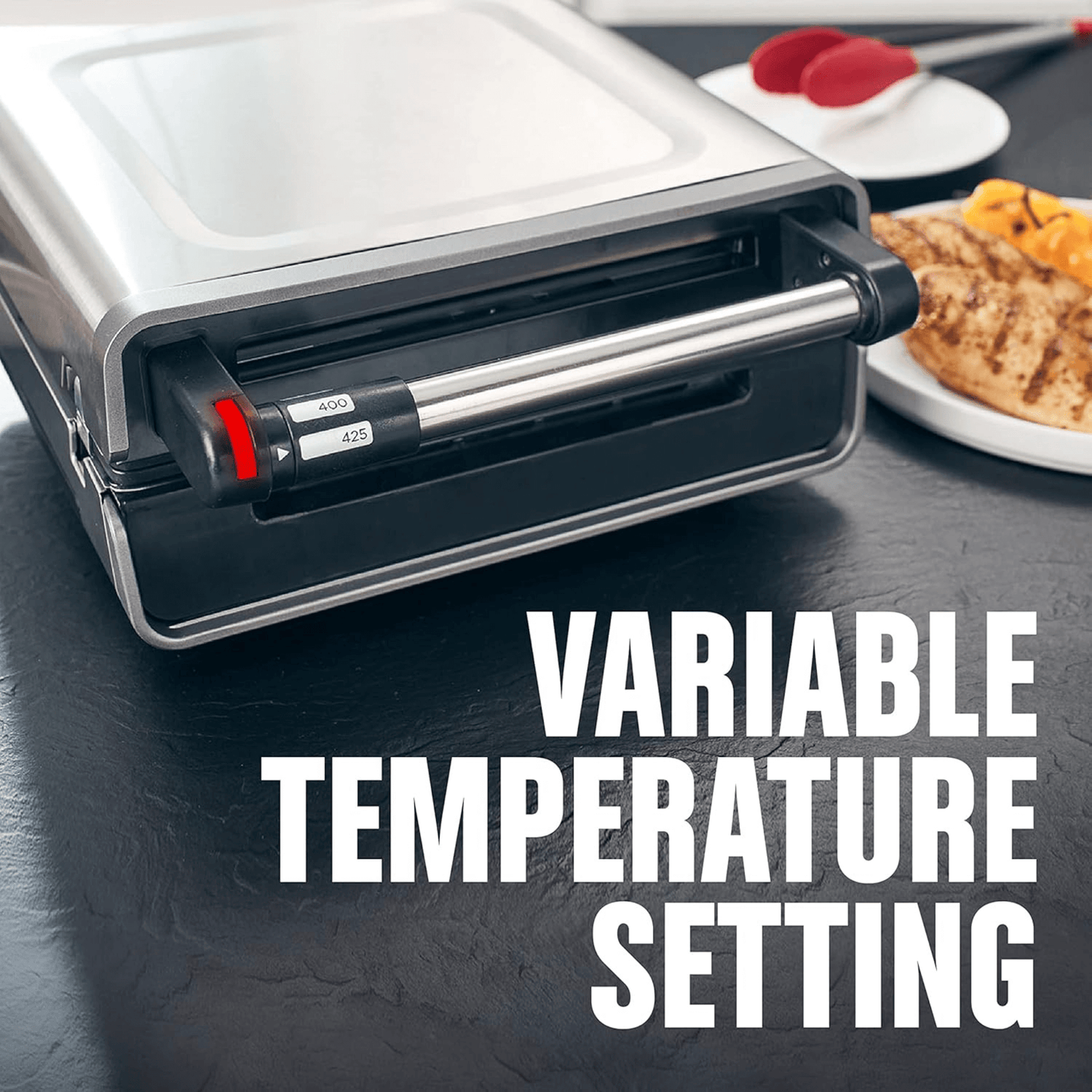 George Foreman 4-6 Serving Smokeless Select a Temp Family Sized Contact Grill - REFURBISHED