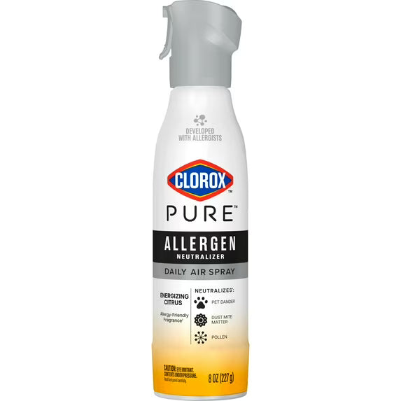 Clorox PURE Allergen Neutralizer Daily Air Spray, Energizing Citrus, 8 oz Bottle