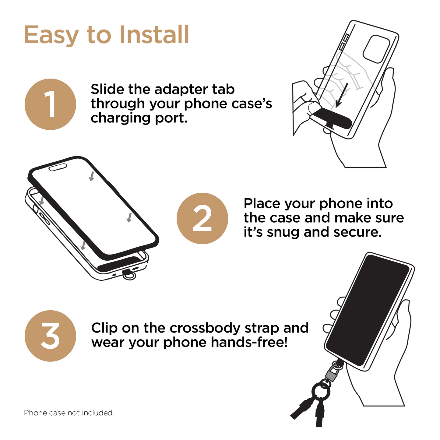HyperGear 2-in-1 Universal Crossbody Phone Strap and Charging Cable