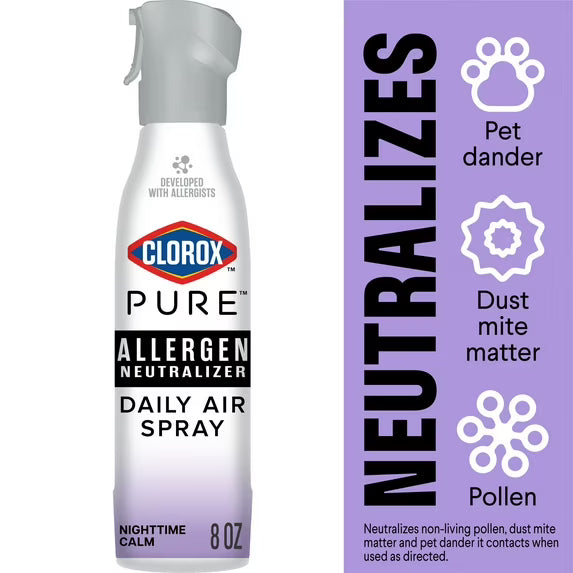 Clorox PURE Allergen Neutralizer Daily Air Spray, Nighttime Calm, 8 oz. Bottle