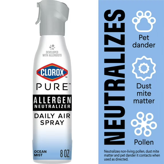 Clorox PURE Allergen Neutralizer Daily Air Spray, Ocean Mist, 8 oz. Bottle