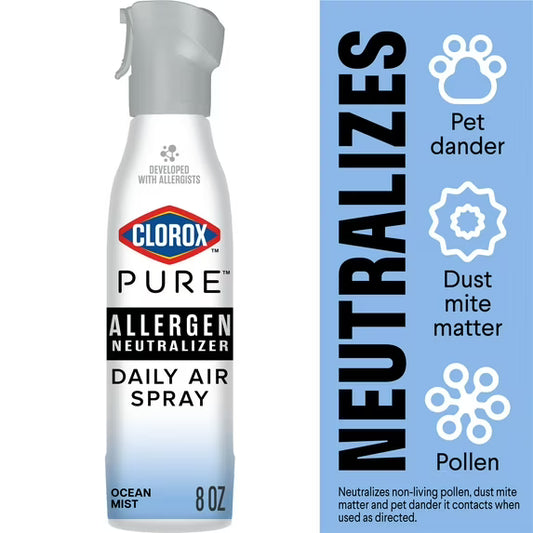Clorox PURE Allergen Neutralizer Daily Air Spray, Ocean Mist, 8 oz. Bottle