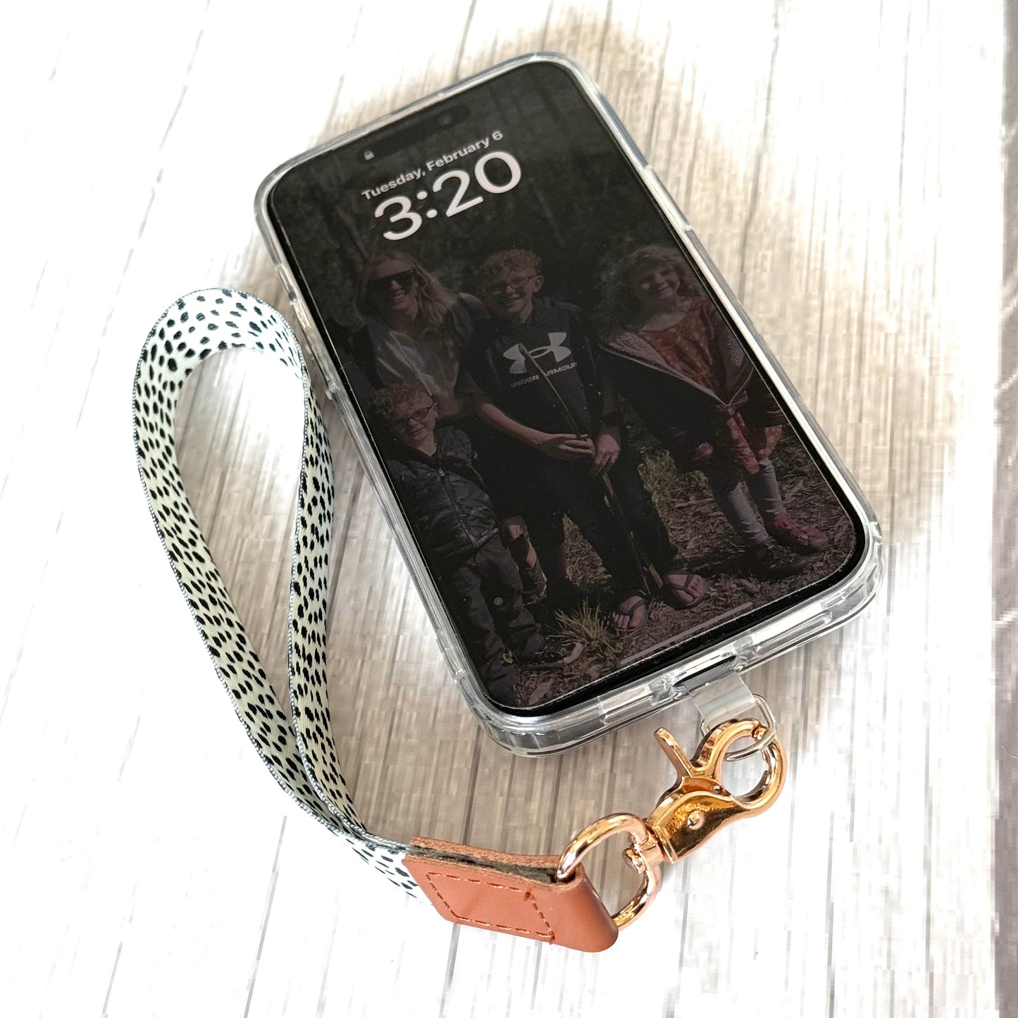 Phone Wrist Strap Keychain with Tether Tab - CREAM POPPIES