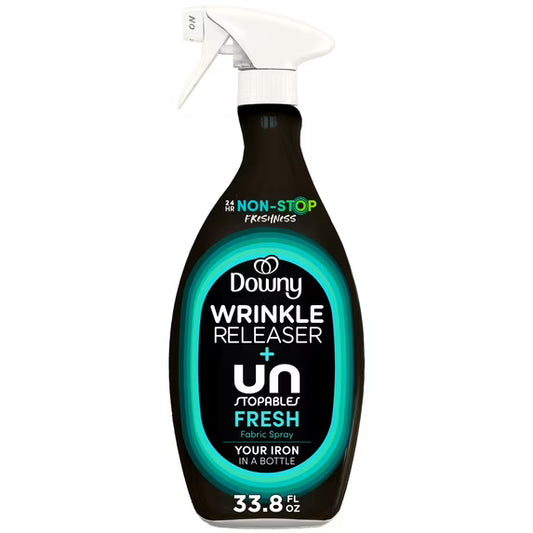 Downy Wrinkle Releaser and Refresher Fabric Spray, Unstopables Fresh Scent, 33.8 fl oz