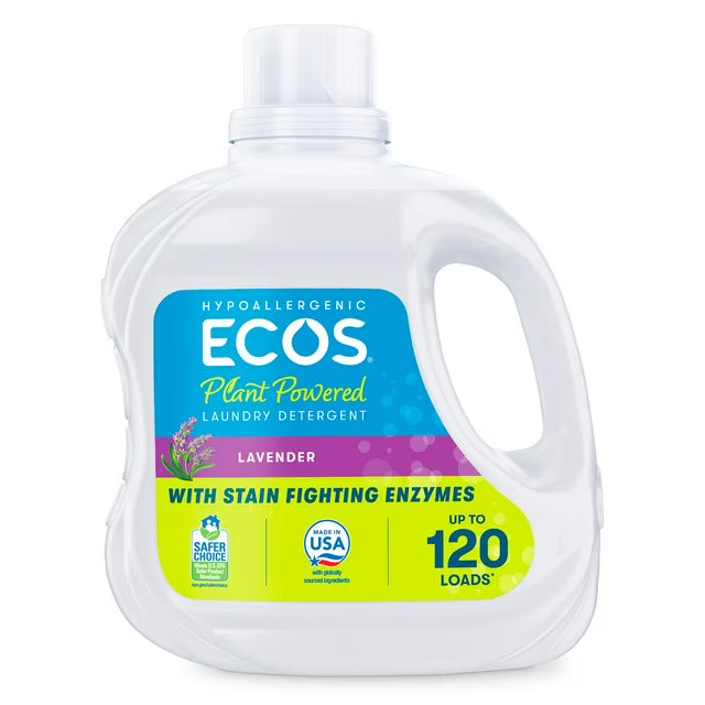 ECOS Hypoallergenic Liquid Laundry Detergent for Sensitive Skin, Free & Clear, 120 Loads, 110ozECOS Hypoallergenic Liquid Laundry Detergent for Sensitive Skin, Free & Clear, 120 Loads, 110oz