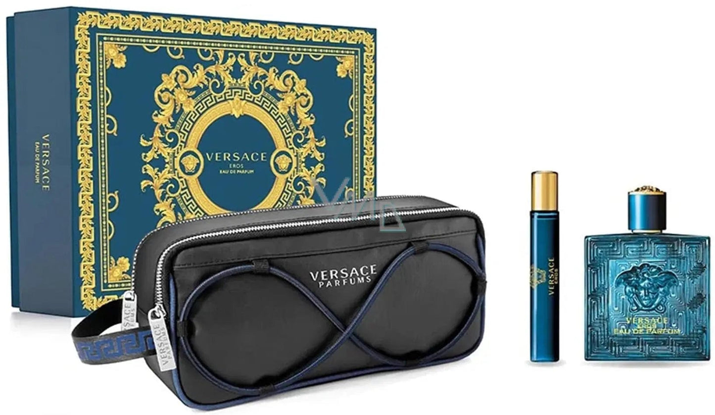 Eros By Versace For Men EDP Spray Gift Set (3pc Gift Set)
