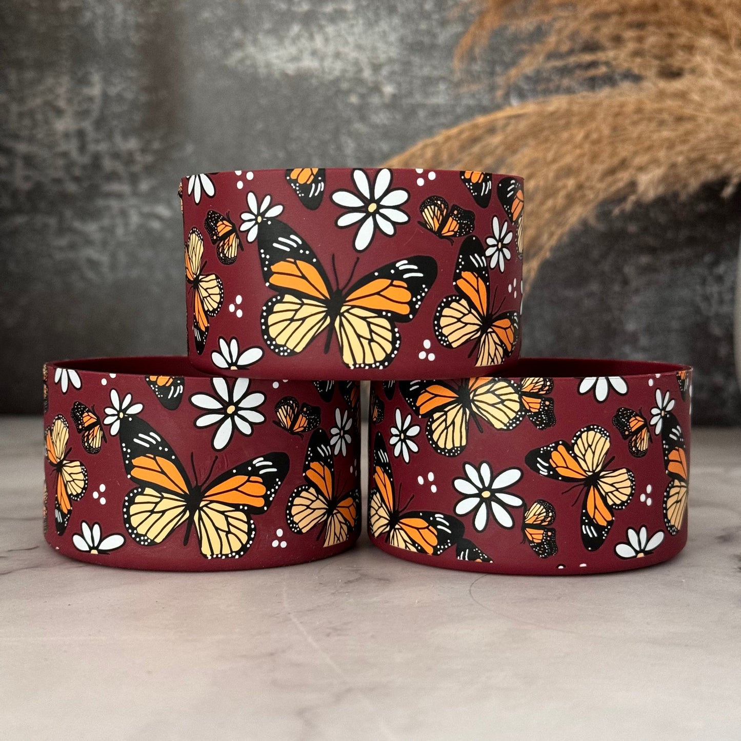 Butterflies Maroon Tumbler Boot -fits 20-40oz New!