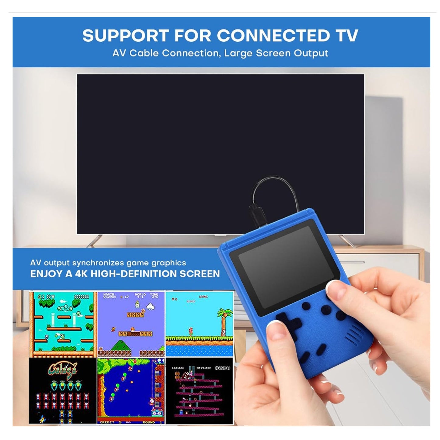 2 Pack Handheld Games for Kids Console 400 Retro Video Games, Portable Gaming Player Mini Arcade Electronic Toy Gifts for Boys Girls 2 Pack