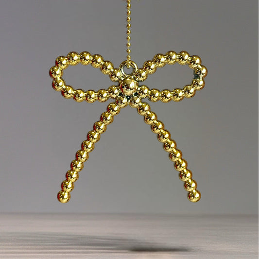 Gold Beaded Bow Charm - Tumbler Handle Charm