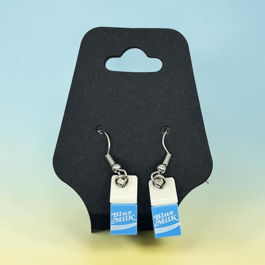 Blue Milk Brick Earrings