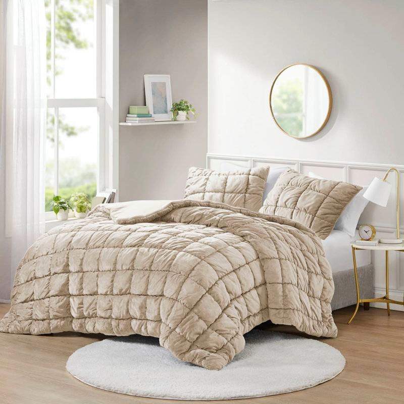 King Beige Velvety Soft Down Alternative Comforter Set