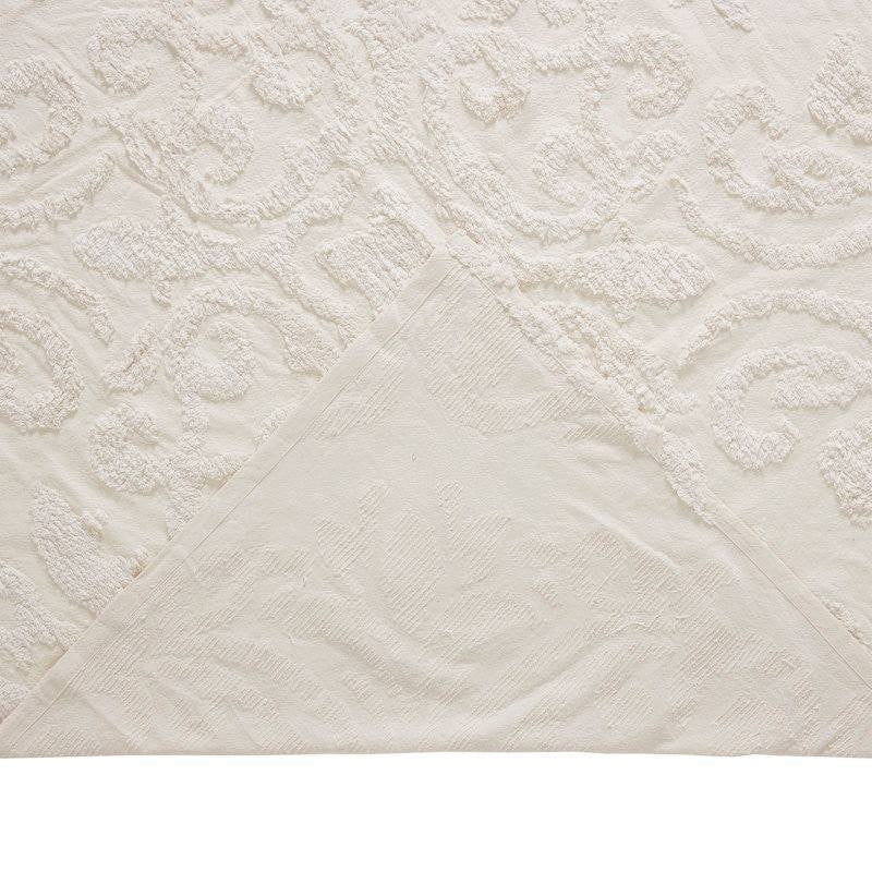 Queen Size 100-Percent Cotton Chenille 3-Piece Coverlet Bedspread Set in Ivory