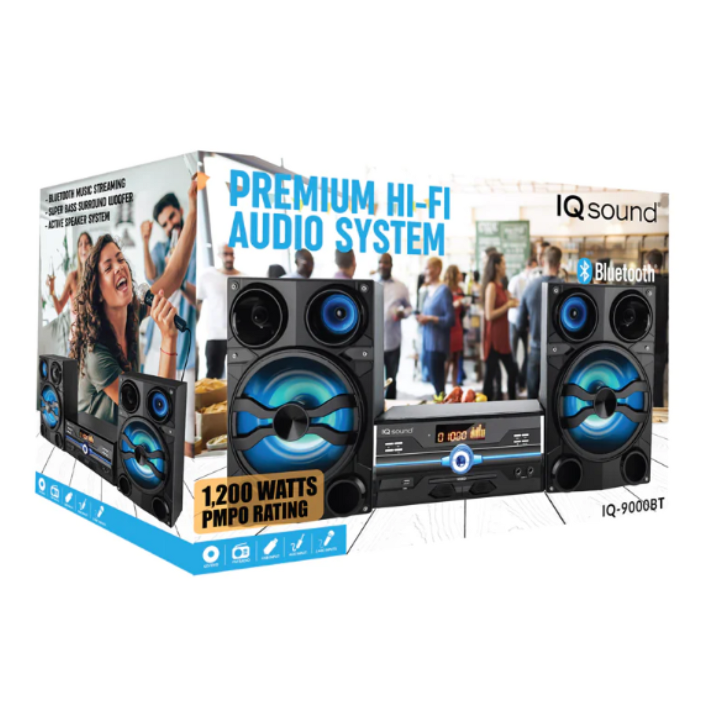 Supersonic HiFi Multimedia Audio System with Bluetooth and AUX, USB & Mic Inputs (IQ-9000BT)