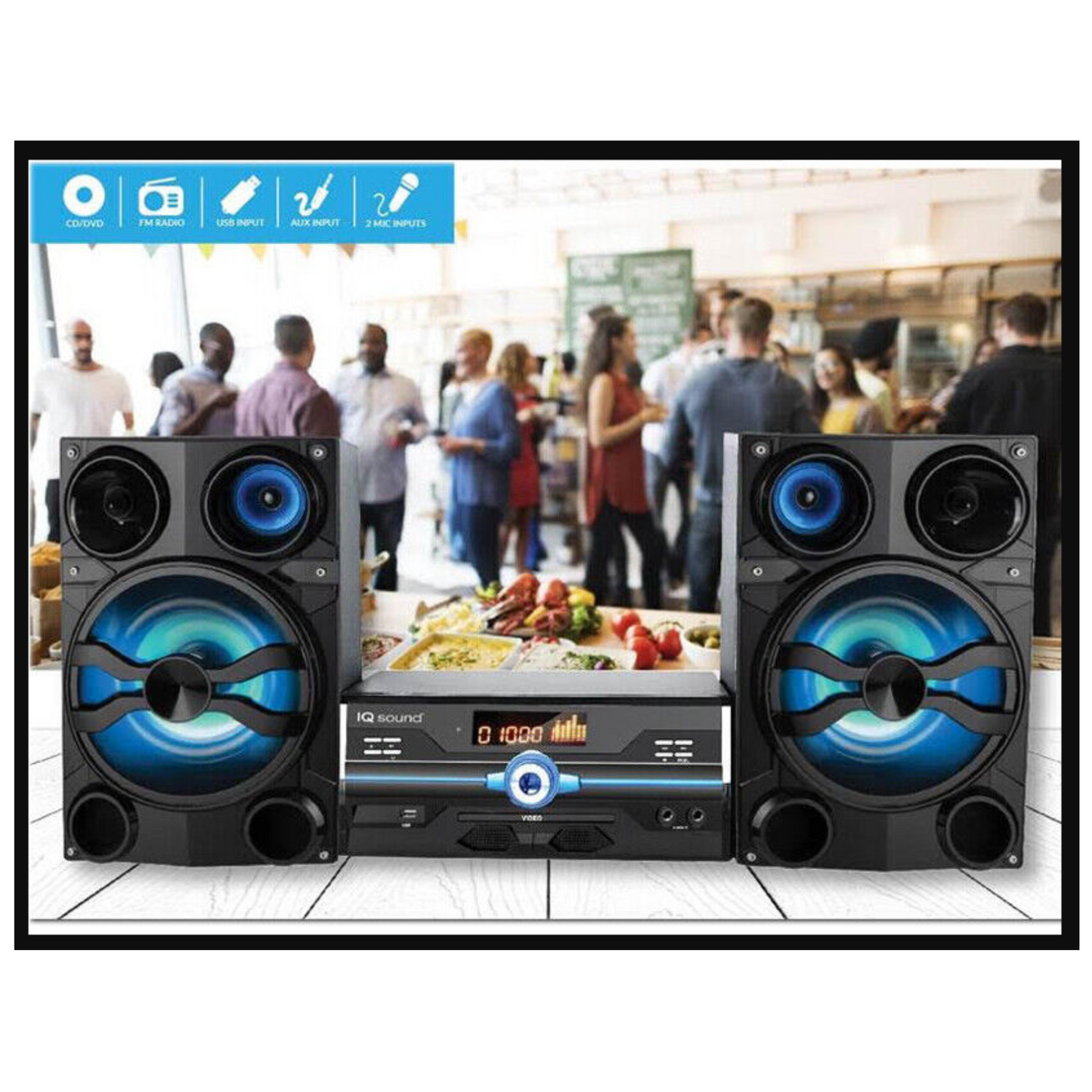 Supersonic HiFi Multimedia Audio System with Bluetooth and AUX, USB & Mic Inputs (IQ-9000BT)