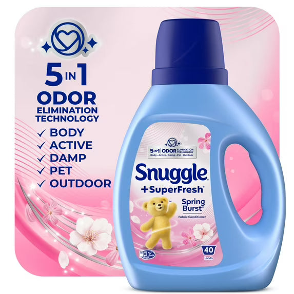 Snuggle SuperFresh Liquid Fabric Softener, Odor Eliminating, Spring Burst, 40 Loads