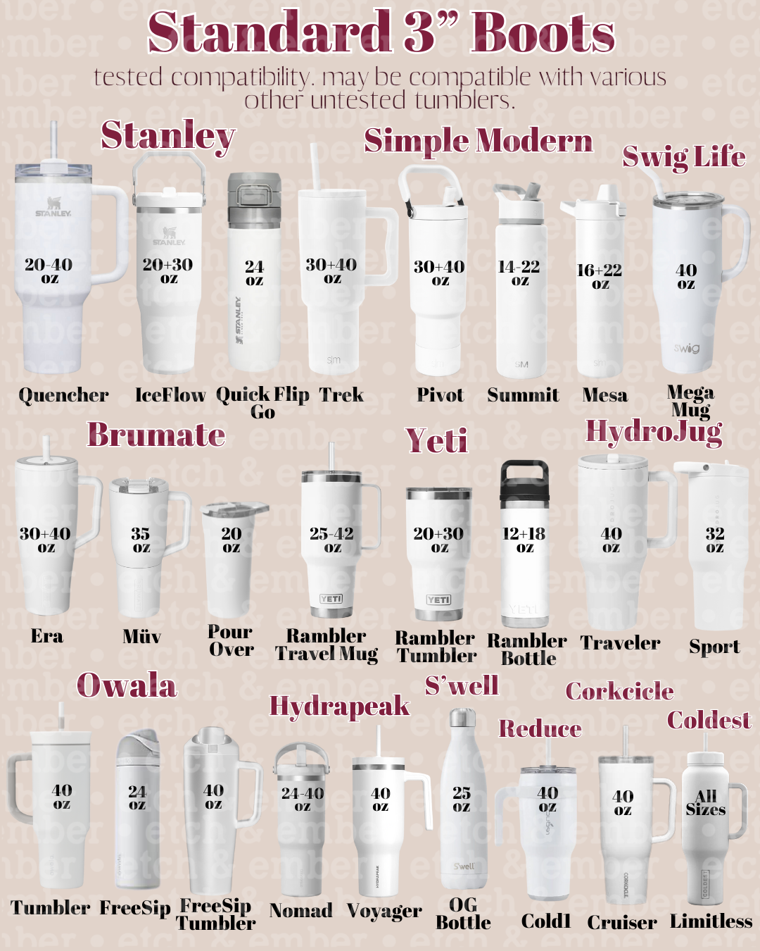 WAFFLE Cream Tumbler Boot -fits 20-40oz NEW!