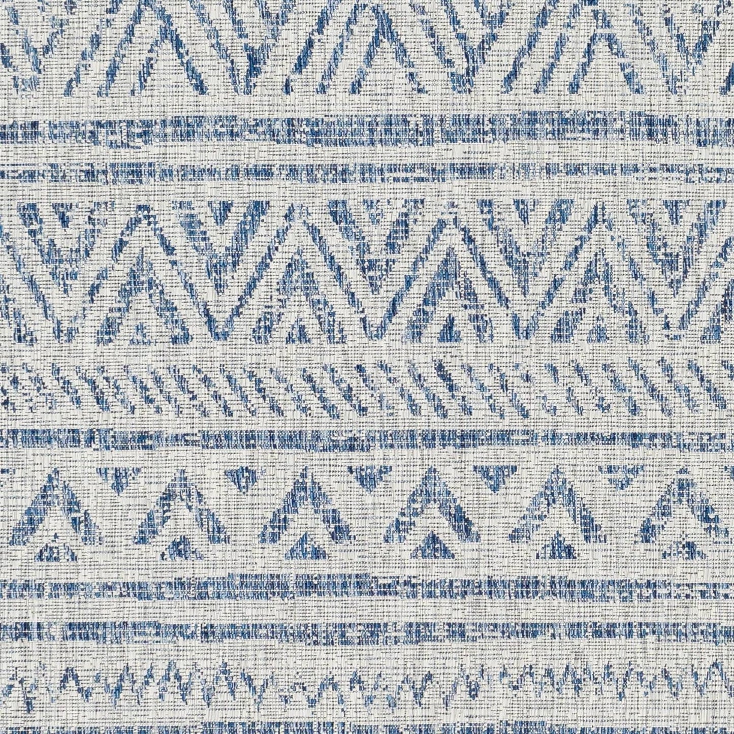 2 ft. x 3 ft. Blue Grey Chevron Coastal Boho Style Indoor Outdoor Area Rug