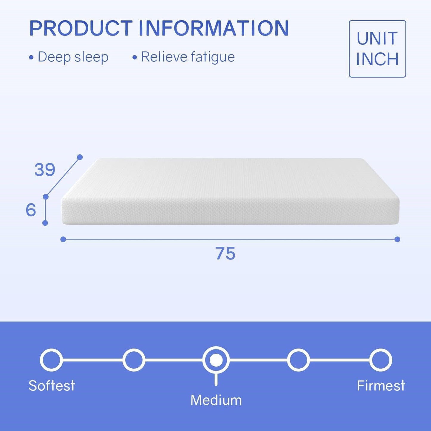 Twin size 6-inch Thick Medium Firm Cool Gel Memory Foam Mattress