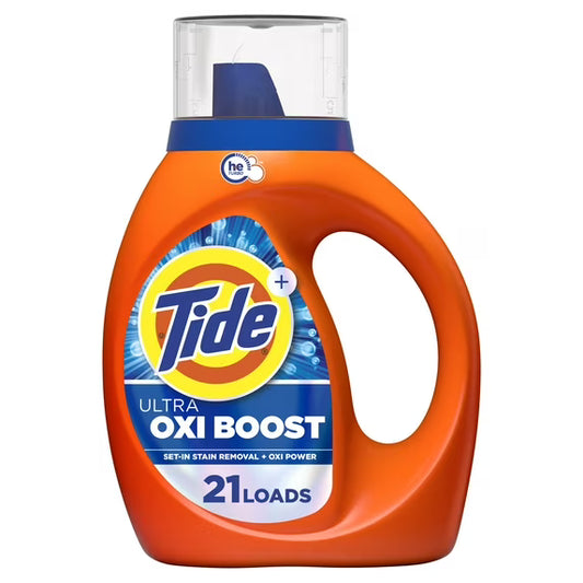 Tide Laundry Detergent Liquid with Ultra Oxi Boost, Advanced Stain Remover, 30 fl oz, 21 Loads