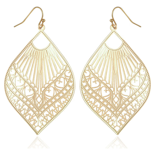Time and Tru Women's Filagree Metal Boho Fishhook Basic Fashion Earrings