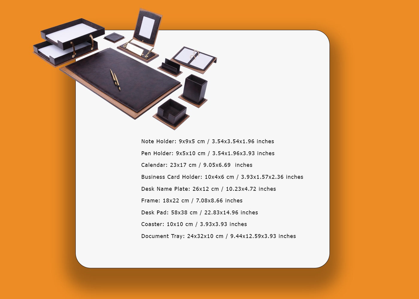 MOOG Luxury Desk Set-9 Accessories- Brown- 9 PCS