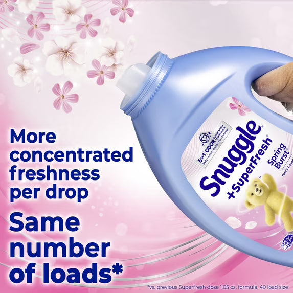 Snuggle SuperFresh Liquid Fabric Softener, Odor Eliminating, Spring Burst, 40 Loads