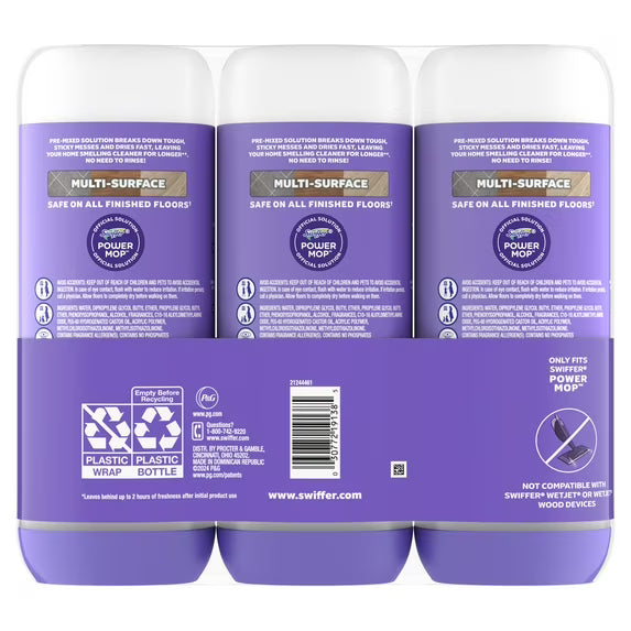 Swiffer Power Mop Floor Cleaning Solution with Lavender Scent, 25.3 fl oz, 3 Count