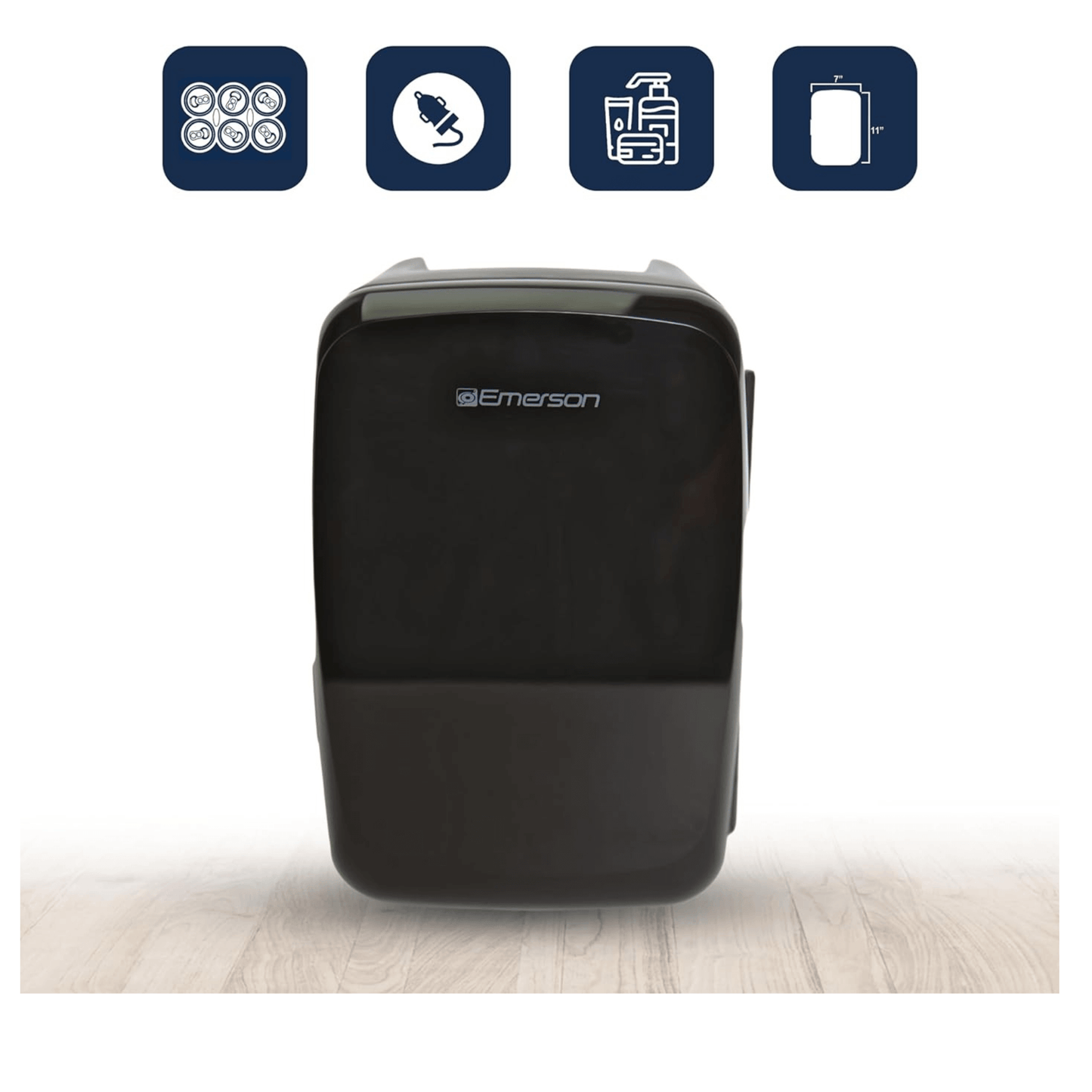 Emerson Portable Mini Fridge Cooler Quiet w Secure Latch and Holds up to 6 Cans