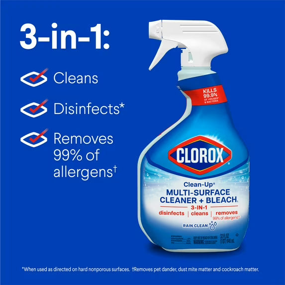 Clorox Clean-Up All Purpose Cleaner Spray with Bleach, Rain Clean, 32 fl oz