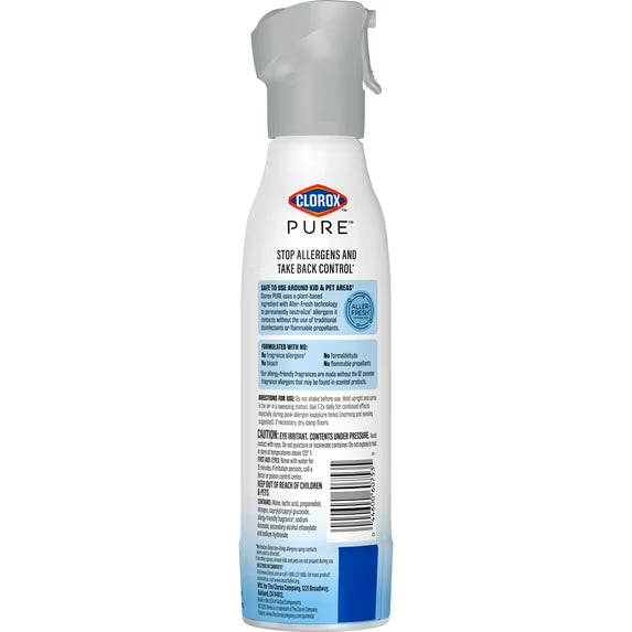 Clorox PURE Allergen Neutralizer Daily Air Spray, Ocean Mist, 8 oz. Bottle