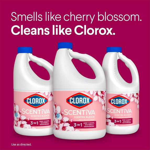 Clorox Scentiva Scented Bleach, Cherry Blossom and Peach, 121 fl oz