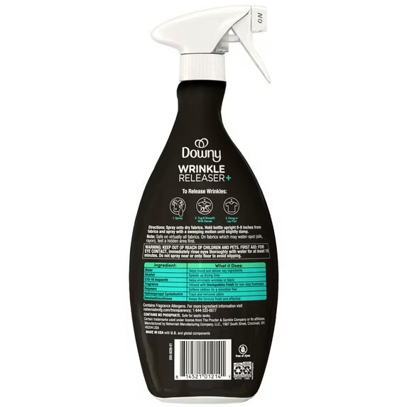 Downy Wrinkle Releaser and Refresher Fabric Spray, Unstopables Fresh Scent, 33.8 fl oz