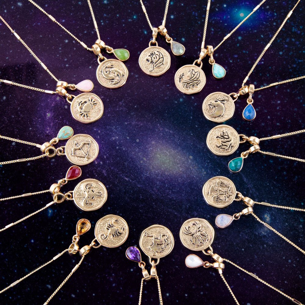 Capricorn - Zodiac Blue Lapis Golden Charm Necklace