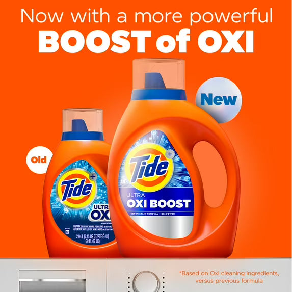Tide Laundry Detergent Liquid with Ultra Oxi Boost, Advanced Stain Remover, 30 fl oz, 21 Loads