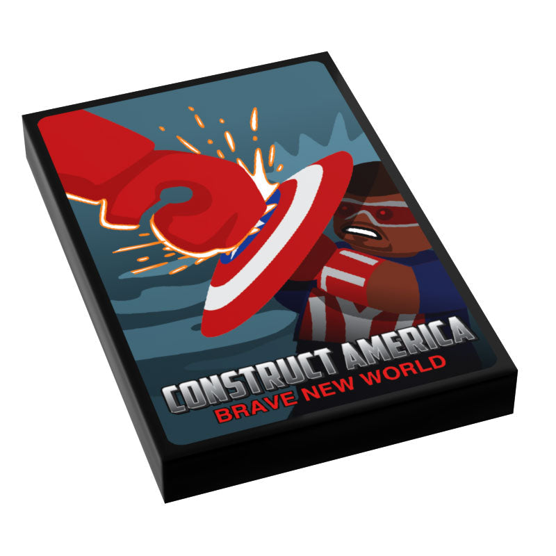 Construct America: Brave New World Movie Cover (2x3 Tile) made using LEGO part - B3 Customs