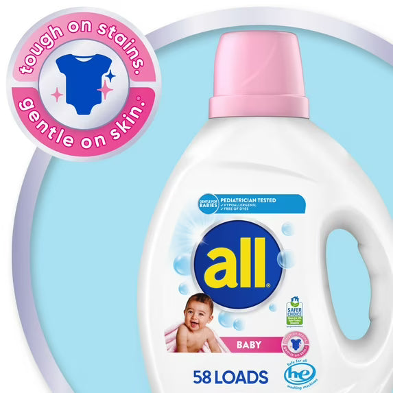 all Baby Liquid Laundry Detergent, 73 oz, 58 Loads