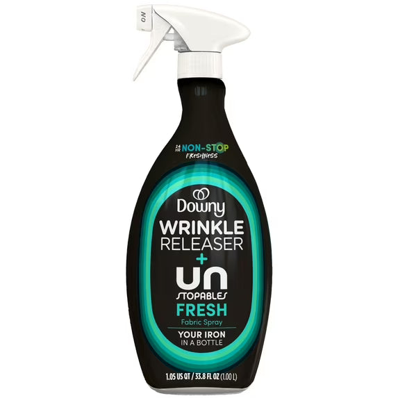 Downy Wrinkle Releaser and Refresher Fabric Spray, Unstopables Fresh Scent, 33.8 fl oz