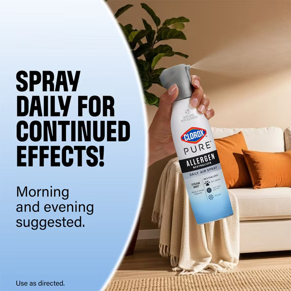 Clorox PURE Allergen Neutralizer Daily Air Spray, Ocean Mist, 8 oz. Bottle