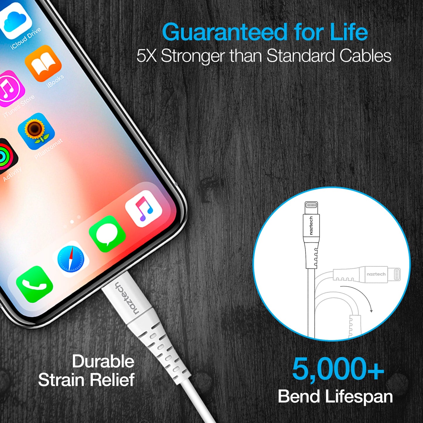 Naztech PD MFI Lightning to USB-C Cable 6ft White