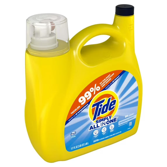 Tide Simply Laundry Detergent Liquid All-In-One, Refreshing Breeze Scent, 117 fl oz, 89 Loads