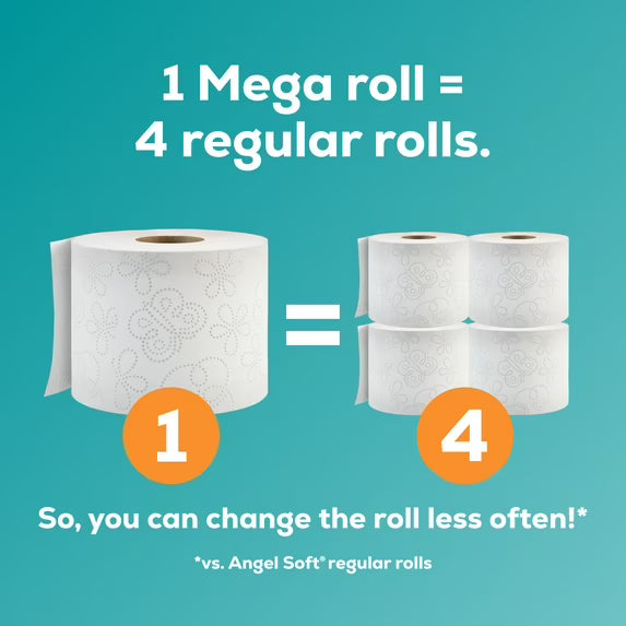 Angel Soft 2-Ply Toilet Paper, 9 Mega Rolls, 320 Sheets per Roll