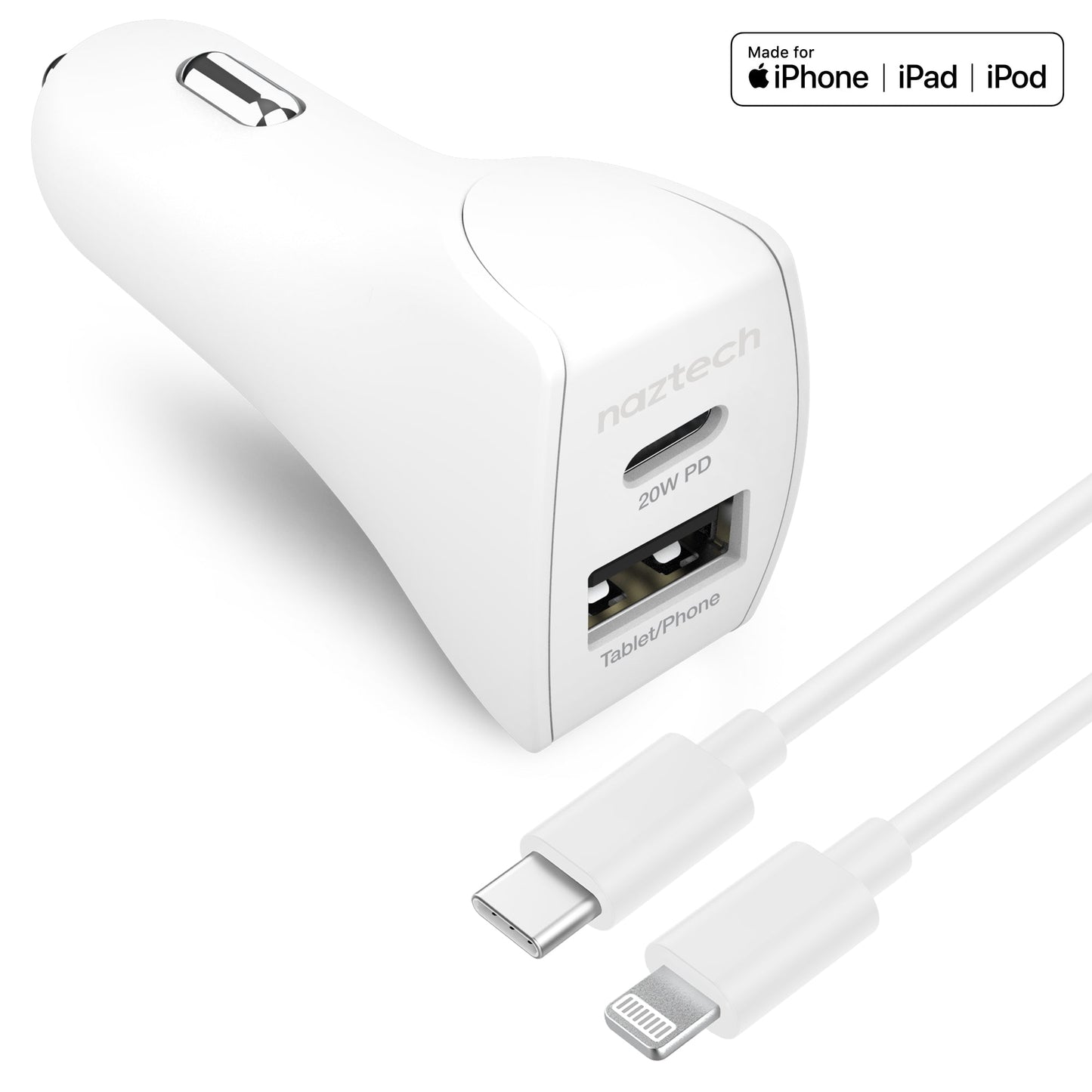 Naztech 20W USB-C PD+12W USB Car Charger