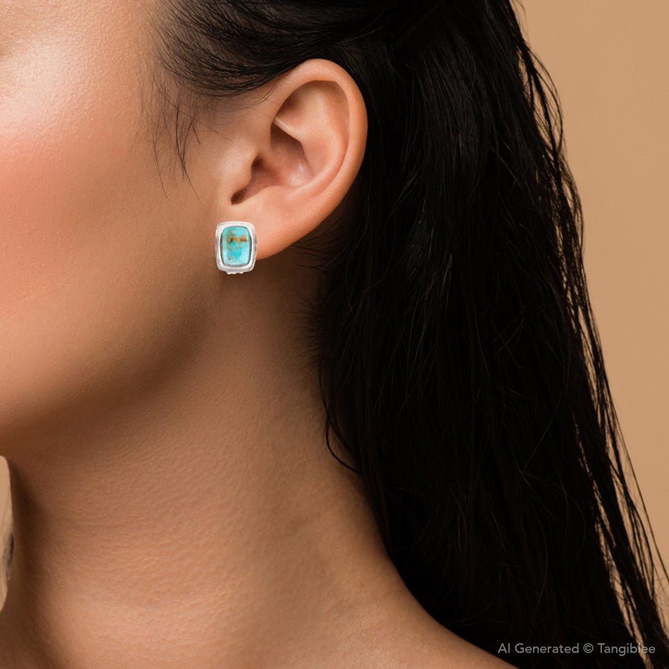 Fiji Isles Blue Turquoise Sterling Silver Clip Earrings