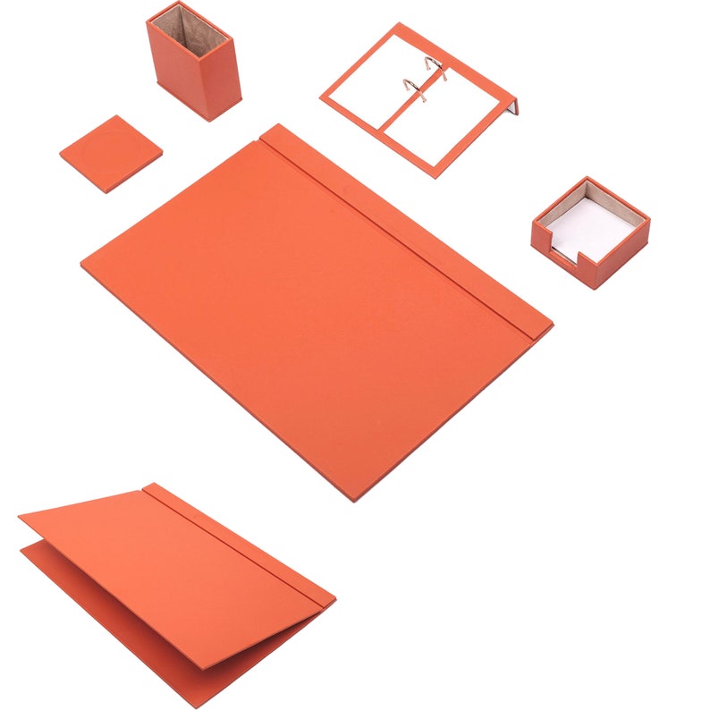MOOG Leather Desk Set-5 Accessories -Turquoise- 5 PCS