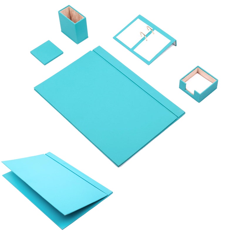 MOOG Leather Desk Set-5 Accessories -Green - 5 PCS