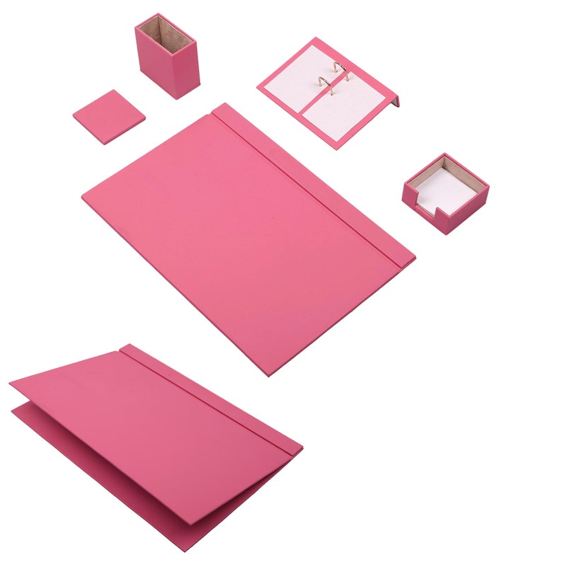 MOOG Leather Desk Set-5 Accessories -Turquoise- 5 PCS