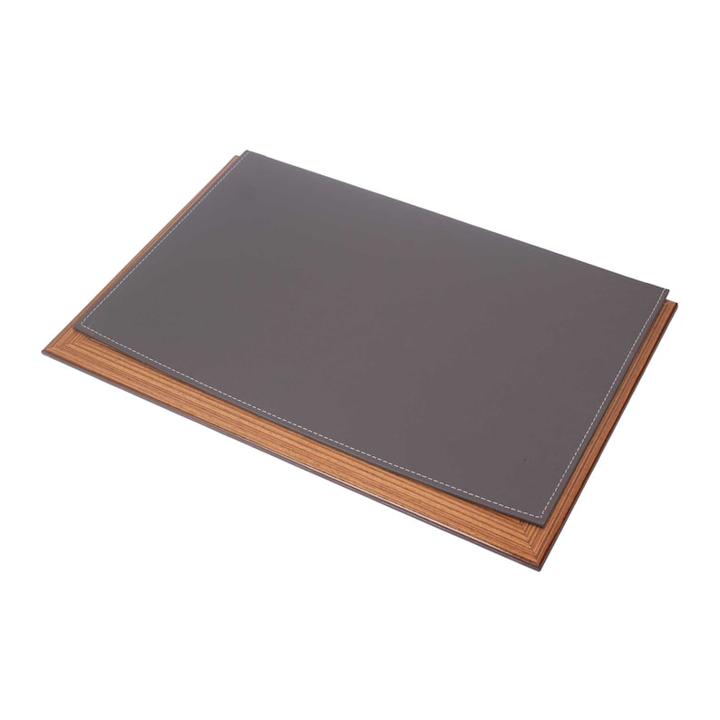 MOOG Leather Desk Pad With Wood Combination - White Leather