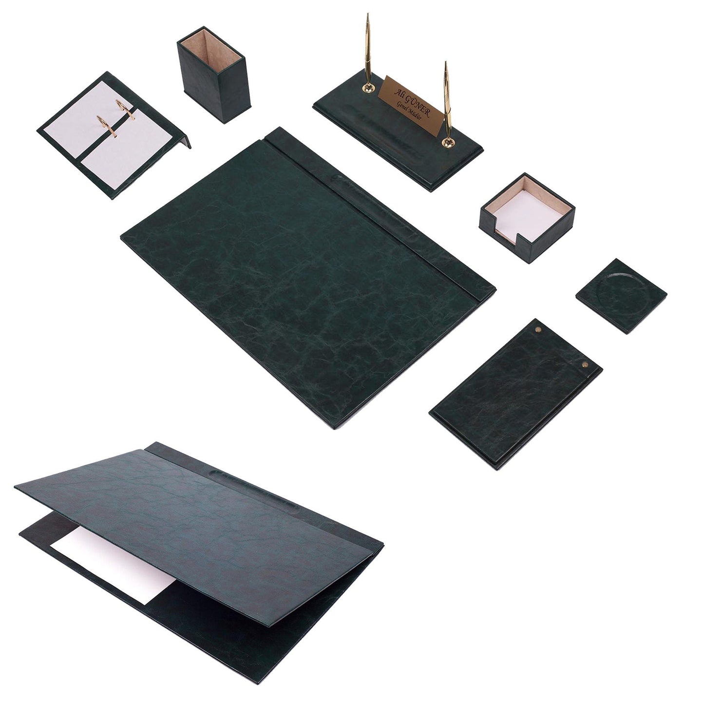 MOOG Leather Desk Set -Blue - 9 PCS