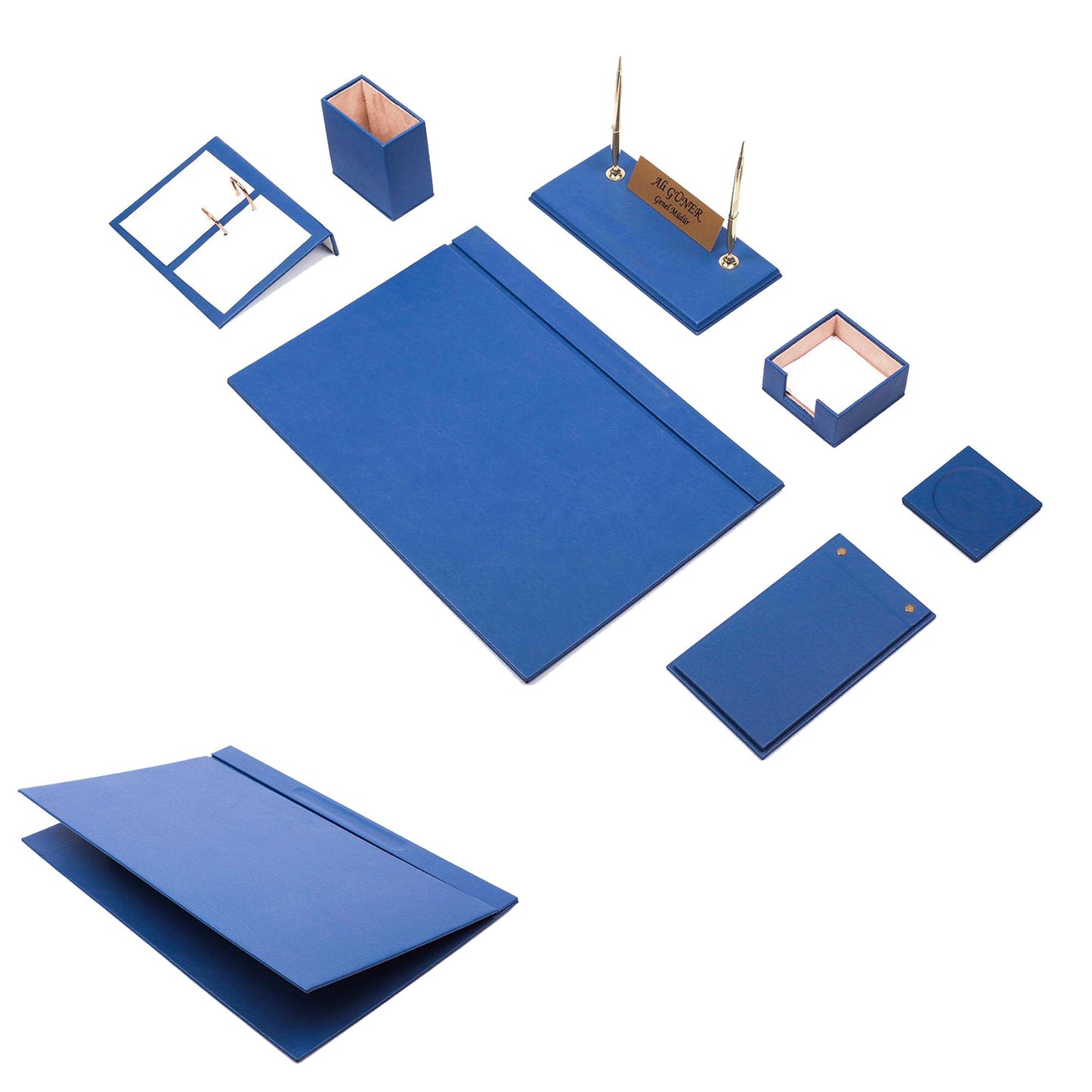 MOOG Leather Desk Set -Turquoise- 9 PCS